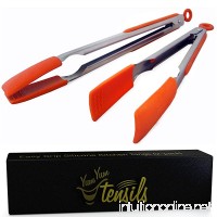 YumYum Utensils Silicone Kitchen Tongs 12 and 9 Inch Stainless Steel Set of 2 - B01184Y9M6